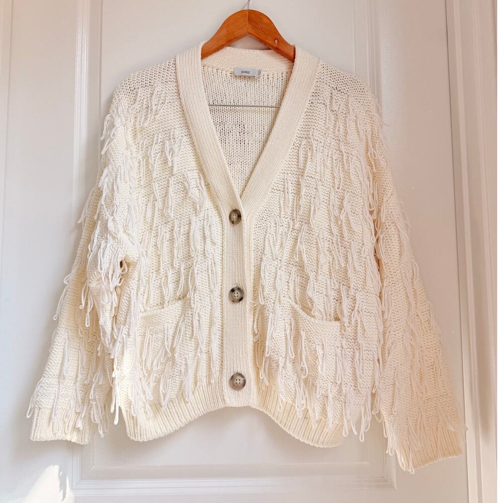 Closed Fringed Knit Cotton Button Up Cardigan‎ XS Boho Casual
